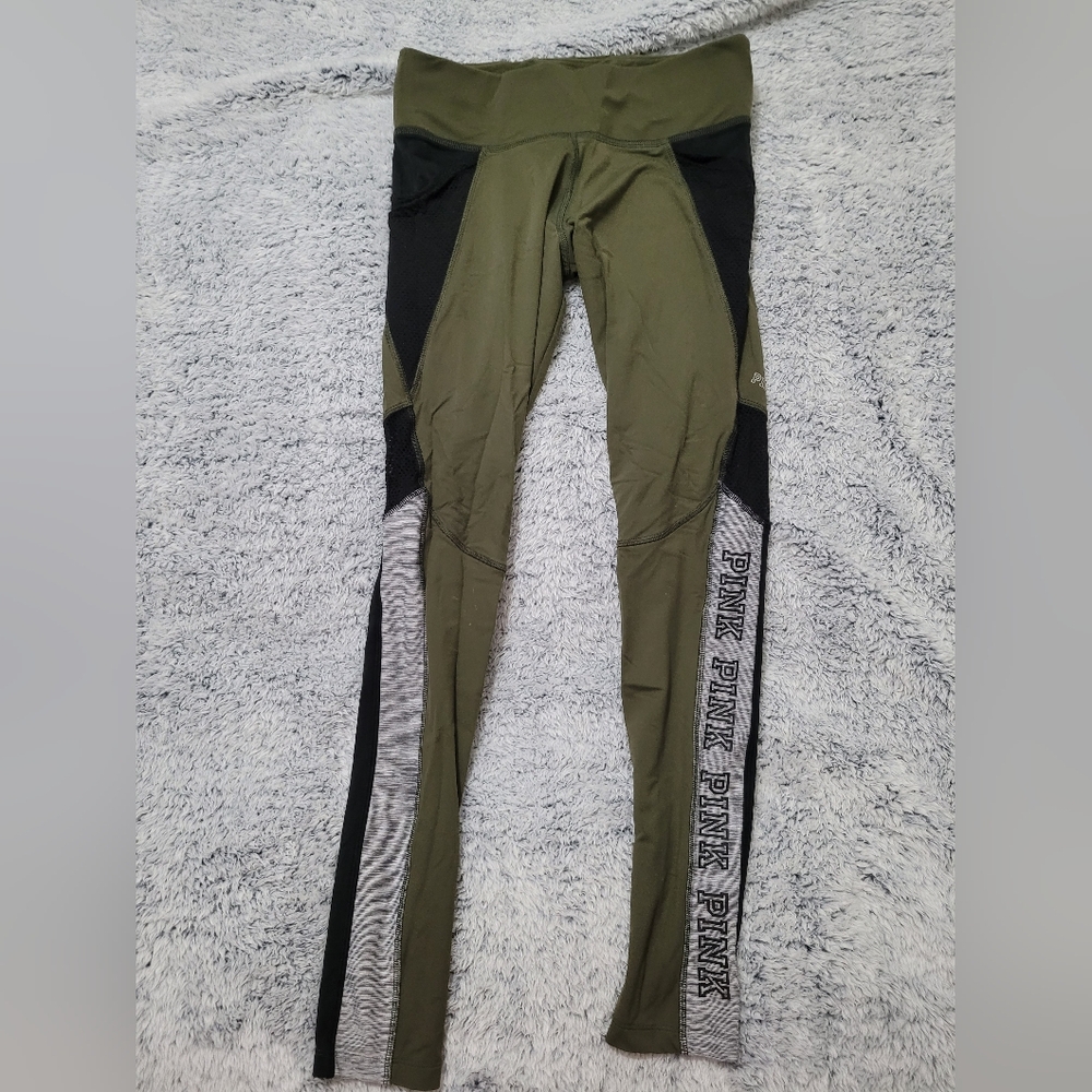 PINK Victoria's Secret Olive and Black Leggings